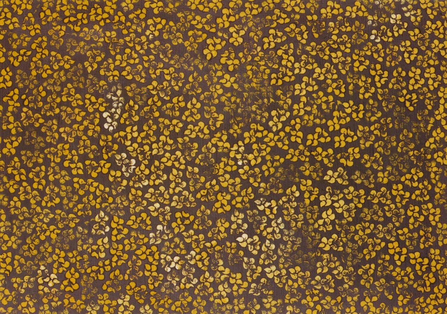 Thousands of small seed-shaped marks repeated across the canvas. afactum, 1997, Acrylic, oil on canvas, 50 x 70 cm