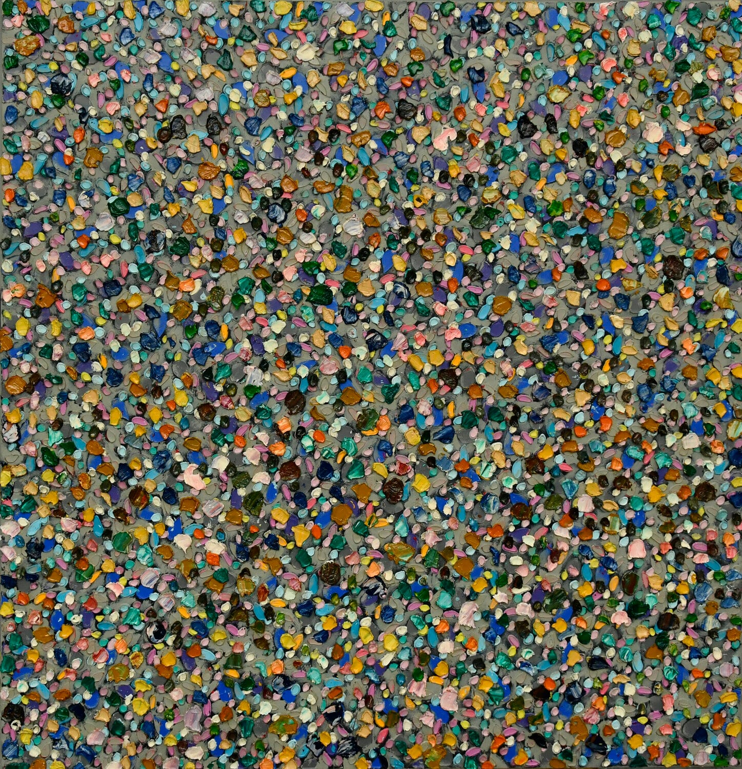 A dense field of small round marks. afactum, 2011, Acrylic, oil on canvas, 80 x 80 cm