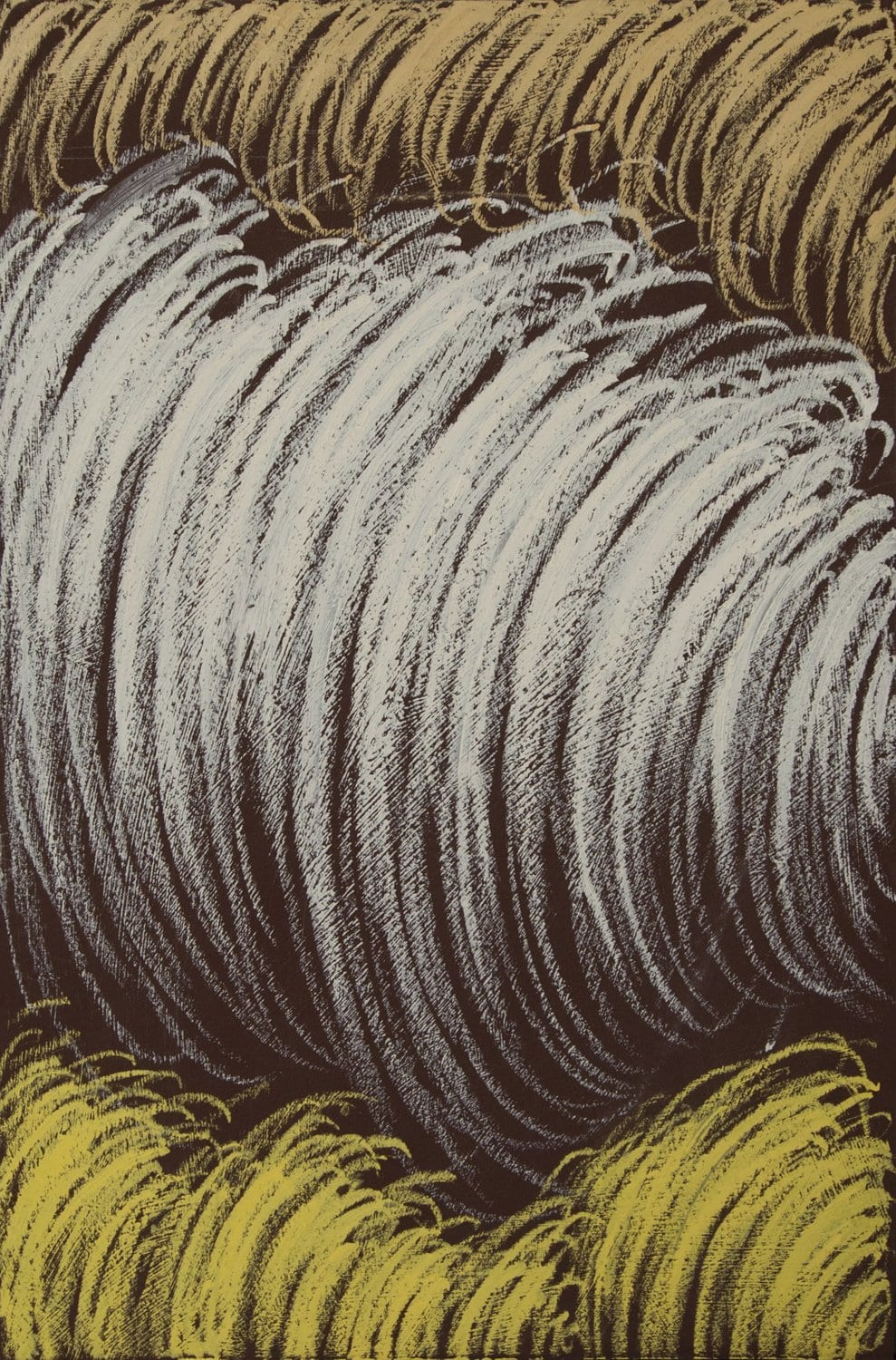 Rounded tufts of fine hatched strokes. AFACTUM, 2012, Oil on canvas, 58 x 38 cm