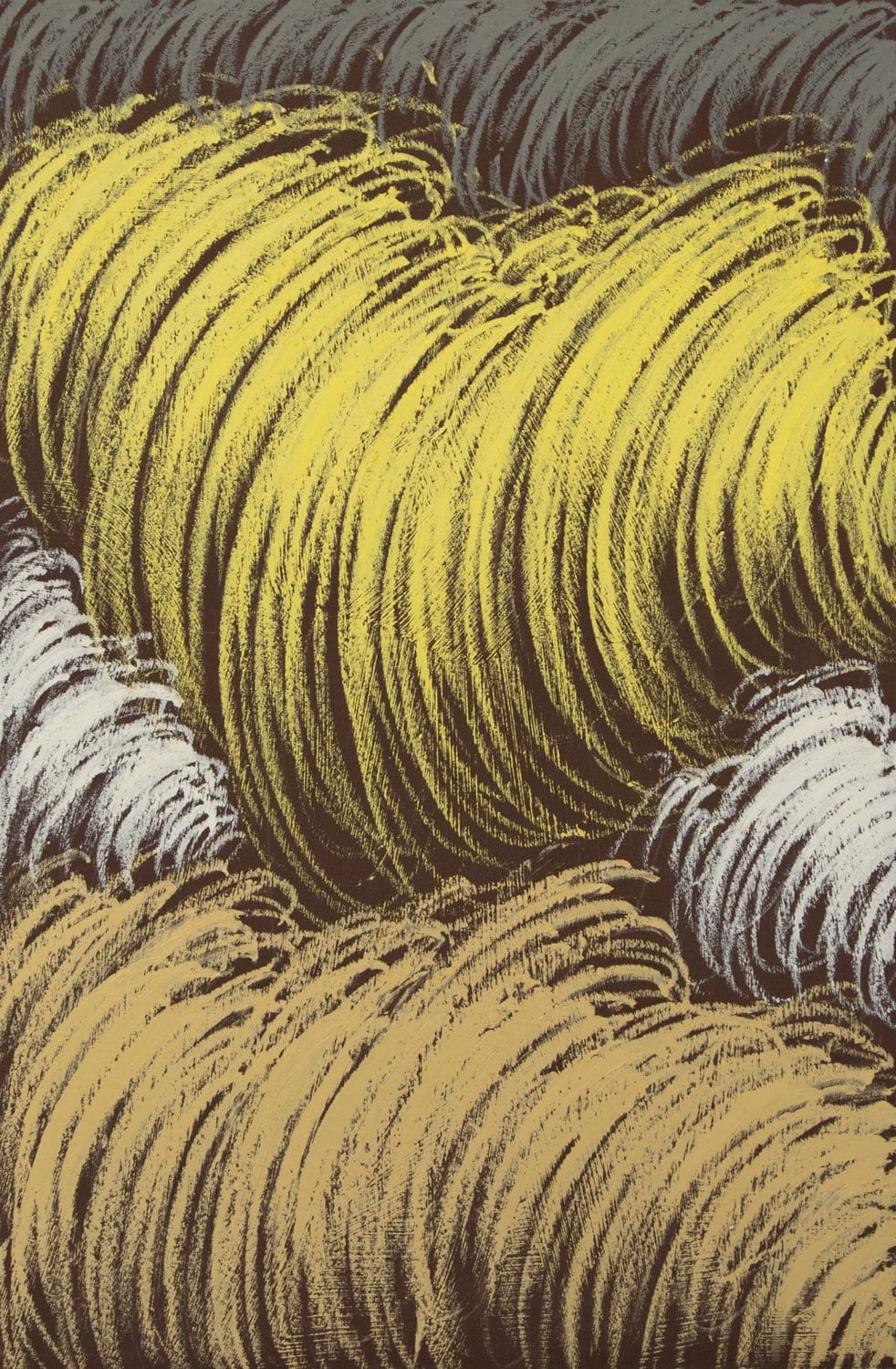 Rounded tufts of fine hatched strokes. AFACTUM, 2012, Oil on canvas, 58 x 38 cm